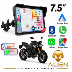 alien 7 inch bike navigation screen with gps | waterproof smart display for motorcycles | bluetooth connectivity | turn by turn navigation | anti glare screen