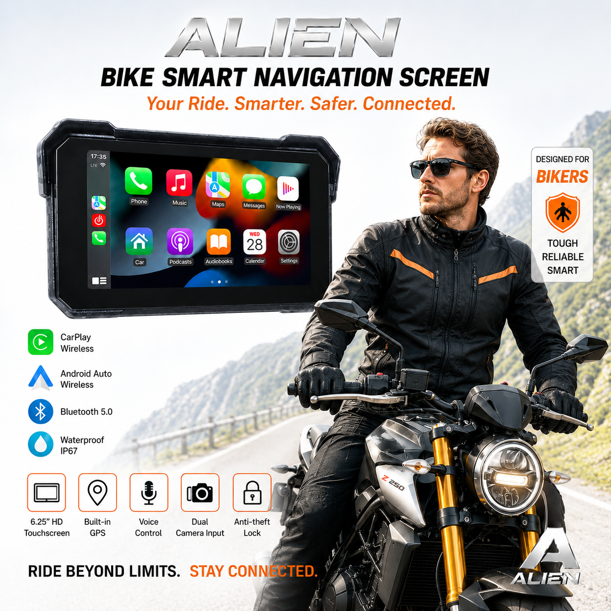 Home alien 5"smart bikes screen