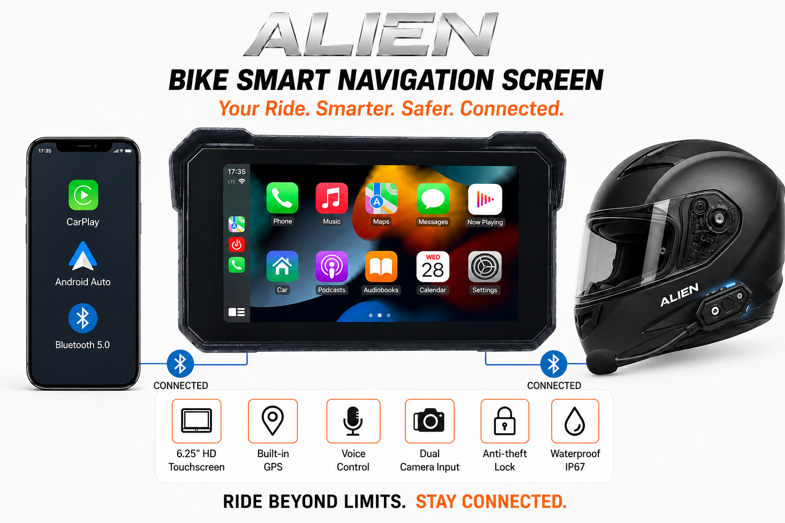 Home alien 5"smart bikes screen