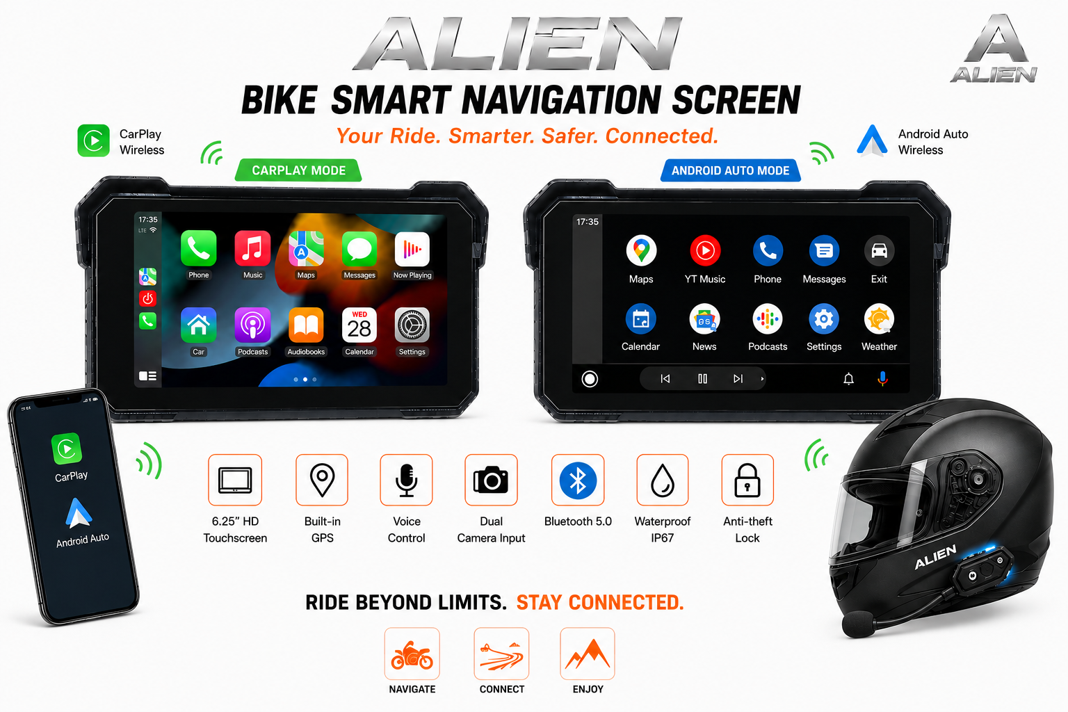 Home alien 5"smart bikes screen